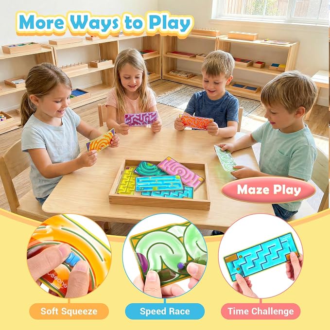 LESONG Sensory Fidget Toys for Kids: 9 Pack Squishy Gel-Filled Sensory Maze for Autism Calming - Fidgets Bulk for Classroom Calm Down Corner School Prizes - Travel Toys for Car Road Trip Airplane