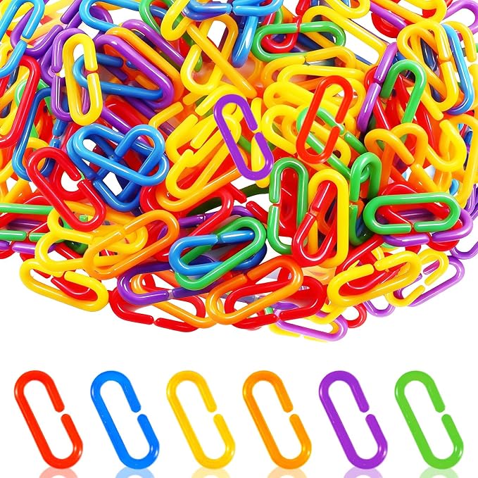 Bbiamsleep 600 Pcs Plastic Chain Links, 6 Colors Linking Activity Kit | Plastic Links Fine Motor Skills for Color Recognition Counting Sorting Skills
