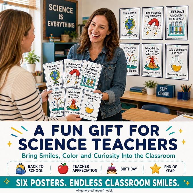 Funny Science Posters Set of 6, Science Classroom Decor, 11x14 Inch | science classroom science posters for classroom middle school chemistry posters scientific method poster