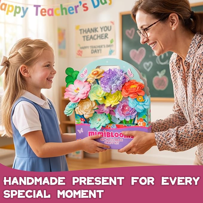 Mimiblooms Paper Flowers Science Kit for Girls for Girls 6 7 9 10 11 Years | Magic Flower Paper Color Science Dyeing Kit, Arts&Crafts for Kids Age 8-12, Science Experiments Color Changing for Girls