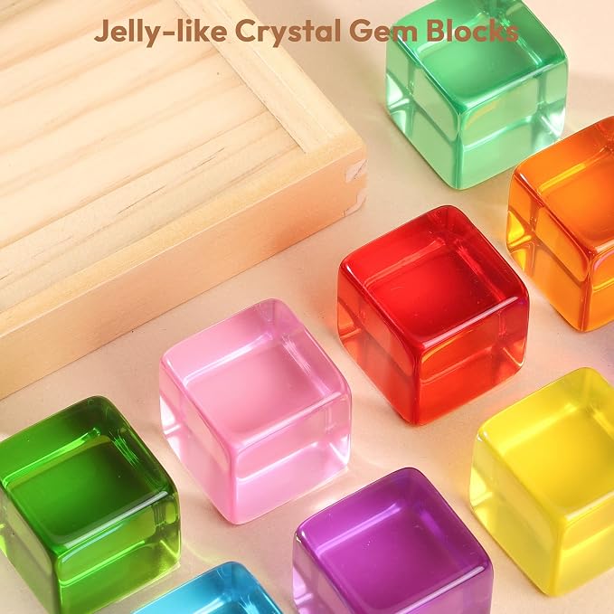 Woodtoe Large Building Blocks, Montessori Sensory Blocks for Toddlers 1-4 | Rainbow Acrylic Block Set, Montessori Toys for 1 2 3 Year Old Boy Girl, No Choking Hazard, Early Learning Kids Birthday Gifts