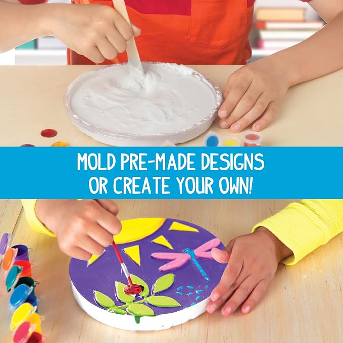 Made By Me Mix & Mold Your Own & Make 4 DIY Personalized Stepping Stones, Great Spring & Summer Weekend Activity, Perfect Keepsake, Birthday Party Idea for Kids Ages 5, 6, 7, 8, 9, Multicolor