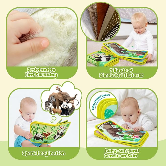 Dr.Rapeti Touch and Feel Book, Tactile Book, Busy Book, Texture Toy | Non-toxic, Soft Baby Book, Cloth Book, Tactile Book, Interactive Fabric Touch Book, Quiet Book for Home/Preschool/Travel