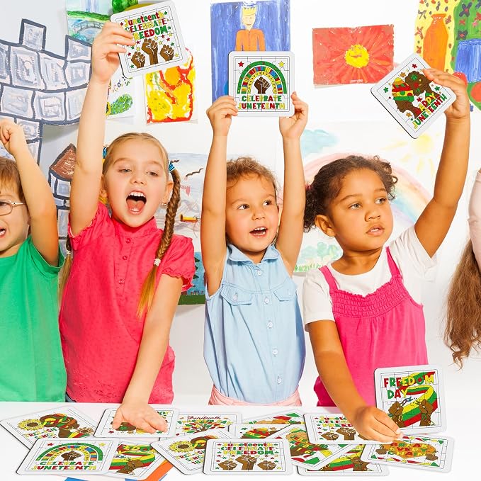 Cinrobiye 24 Pcs Juneteenth Coloring Jigsaw Puzzle Craft Kit, DIY Coloring Activities and Puzzle Assembly Set, Cultural Art Projects for Classroom, Summer Camp, Group Events and Family Celebrations