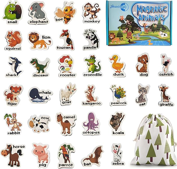 Animal Magnets for Kids, 32 PCS Early Educational Learning Toy | Fridge Magnetic,Cute Animal Refrigerator ABC Alphabet for Toddlers 1-3 ,Preschool Spelling Tool,Gifts