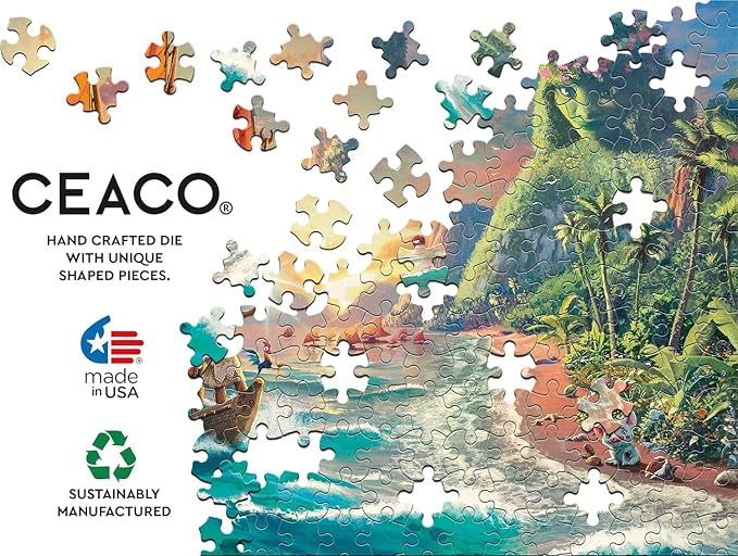 Ceaco - Thomas Kinkade Disney - Moana - 1000 Piece Jigsaw Puzzle for Adults | Thomas Kinkade Disney Art, Made in USA, Recycled Board, Finished Size 26.6 x 19 in, Includes Poster, Frameable Art, Giftable