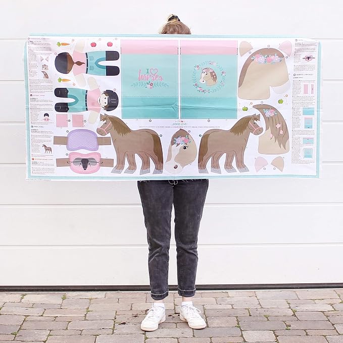 kullaloo Horse-Themed Fabric Panel Sewing Kit ✦ Cut & Sew DIY Project for Kids & Beginners ✦ Includes 8 Projects – Great for Girls, Boys, and Family Craft Time (Horse Love)