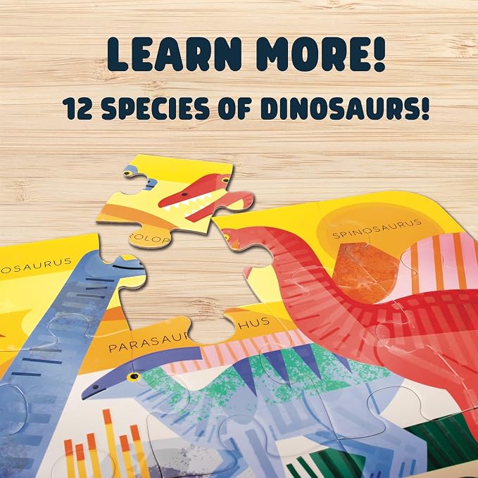 Chuckle & Roar - 50 Piece Dinosaur Floor Jigsaw Puzzle for Kids Ages 4-8 | Glow in the Dark, Dinosaur Large Pieces,3ft x 2ft giant format, Educational,Fine Motor Skills, Giftable