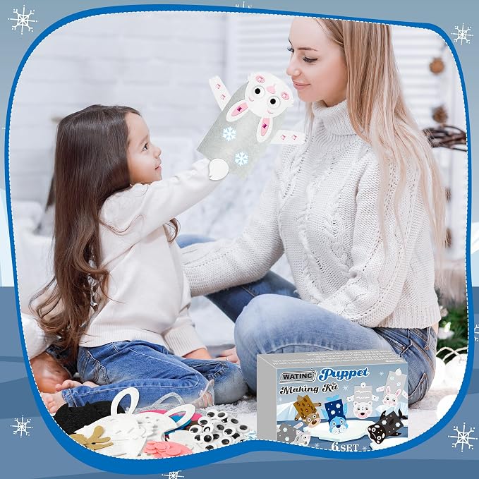 WATINC Hand Puppet Making Kit, Felt Sock Puppet Toys for Kids (Polar A) | 6 Styles, Make Your Own Storytelling & Role Play Crafts, Creative Group Activity, Party Favors & Gifts for Kids Ages 4-8