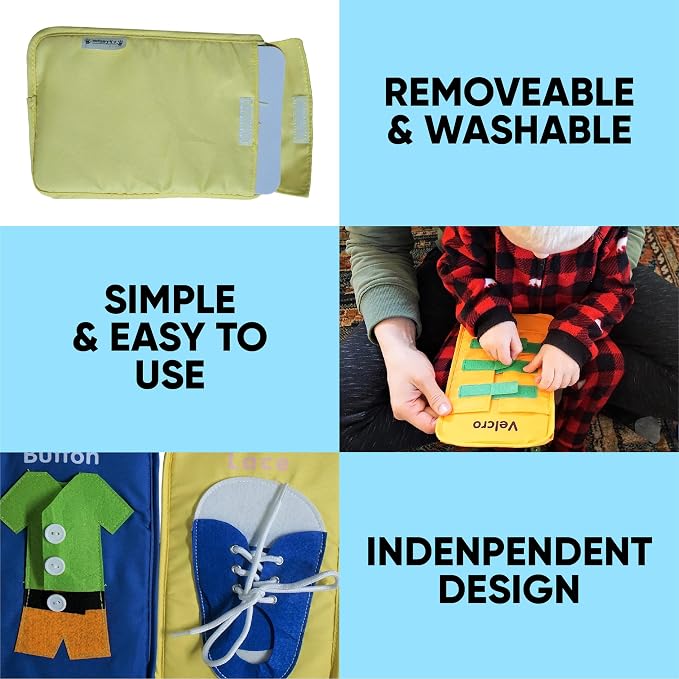 Learning to Dress Busy Board, Montessori Fine Motor Toy for Toddlers