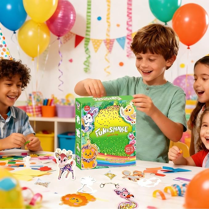 Shake-its Glitter Craft Kits for Kids, DIY Arts & Crafts with Keychains | Fun Shake Art Supplies, Animals & Flowers, Christmas Birthday Gifts for Girls & Boys Ages 4 5 6 7 8 9