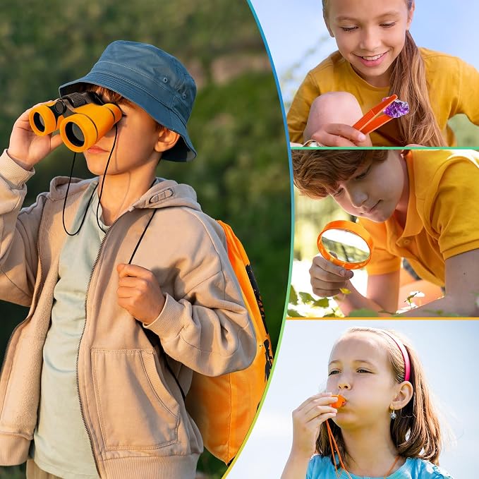 Kids Explorer Kit & Bug Catcher Kit, 7 Pcs Kids Outdoor Exploration Set | Camping Gear with Backpack & Binoculars, Ideal Outdoor Adventure Toys for Boys Girls 3-12