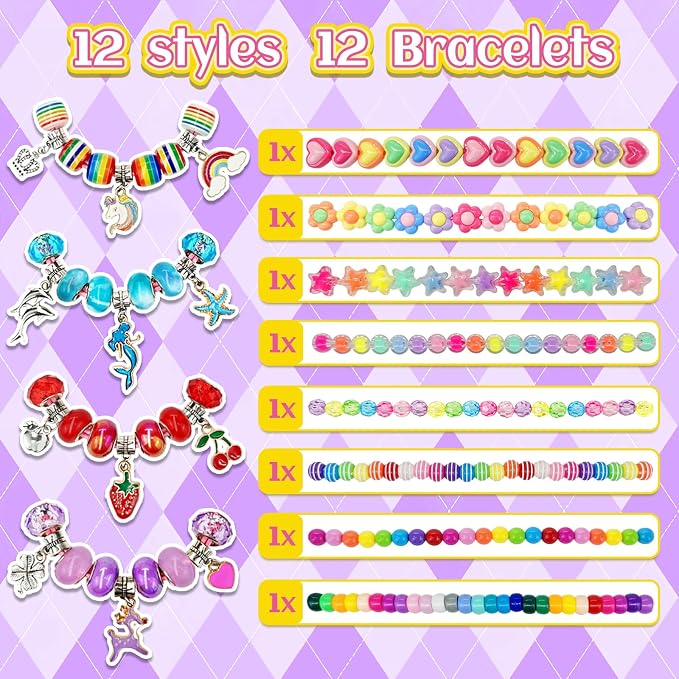 leitait 12 Pack Bracelet Wands,Charm Bracelet Jewelry Making Kit,Arts Crafts for Kids,Unicorn Party Favors Supplies,Goodie Bags Stuffers,Classroom Prizes,Birthday Gifts for Girls Ages 4-8 Years Old