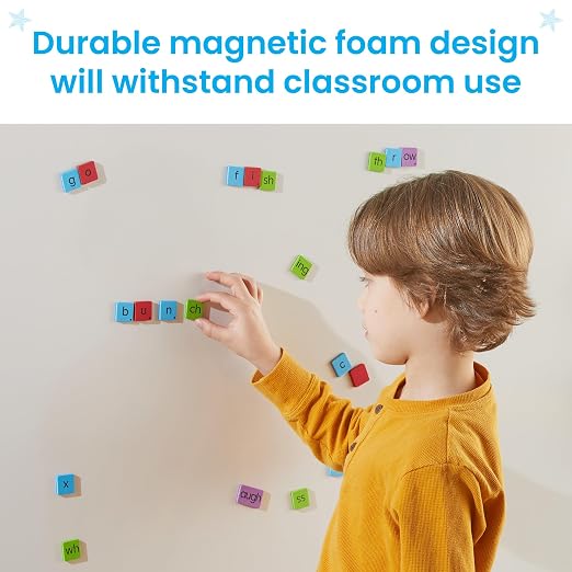 hand2mind Phonics Word-Building Magnetic Tiles, Recognition and Sound Learning for Kindergarten, Phonemic Awareness Manipulatives, Science of Reading Classroom Foam Materials, Set of 6