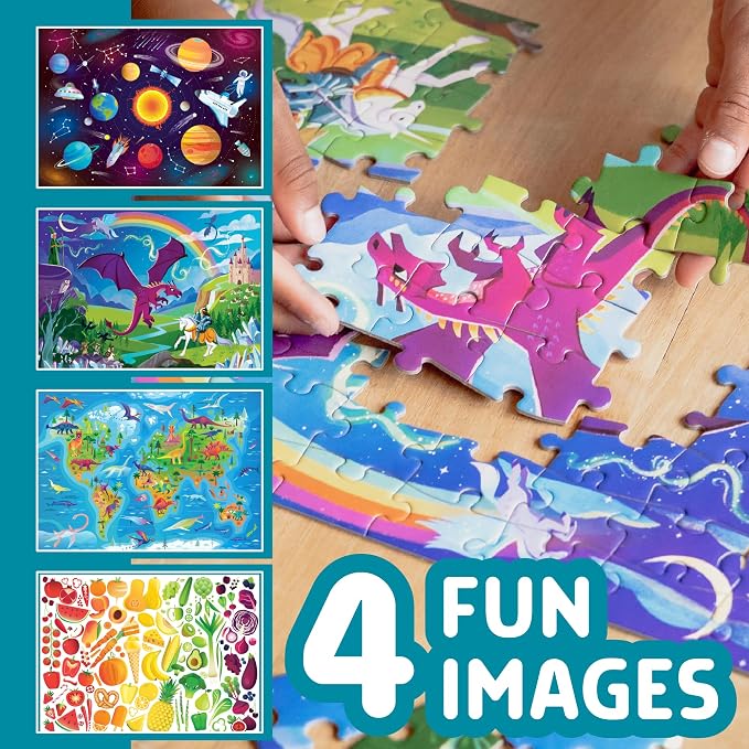 Chuckle & Roar - 4 Pack 100, 100, 150, 200 Piece Puzzles for Kids 6+ | Multipack, Grow with You Play, Large Pieces, Develop Fine Motor Skills, Giftable