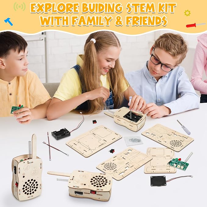 Stem Projects Walkie Talkies Toys for Boys Age 8-12 12-14 Science Kit Building Own DIY Electronics Kit for Kids Science Experiments Kid 9-12 Boy Toys Birthday Gift 8 9 10 11 13 Year Old Teen Girl