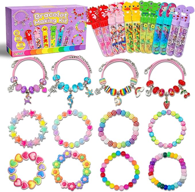 leitait 12 Pack Bracelet Wands,Charm Bracelet Jewelry Making Kit,Arts Crafts for Kids,Unicorn Party Favors Supplies,Goodie Bags Stuffers,Classroom Prizes,Birthday Gifts for Girls Ages 4-8 Years Old