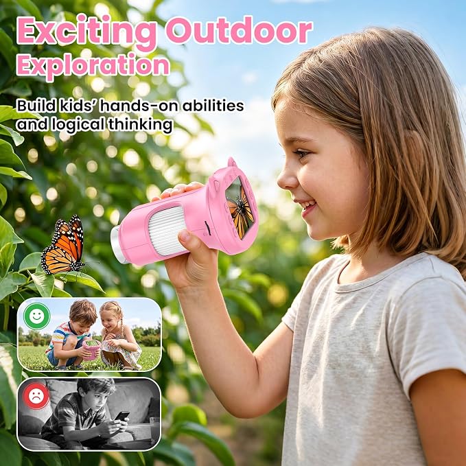Alotwan Kids Microscope Handheld Digital 1000X, Miniscope for Girls Age 3-8