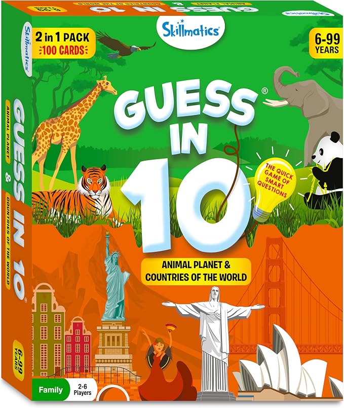 Skillmatics Guess in 10 Animals & Countries Combo - Card Game for Kids | For Boys, Girls, & Families Who Love Card Games, Educational Toys, Travel Games, Trivia, Gifts for Ages 6, 7, 8, 9, 10 & Up