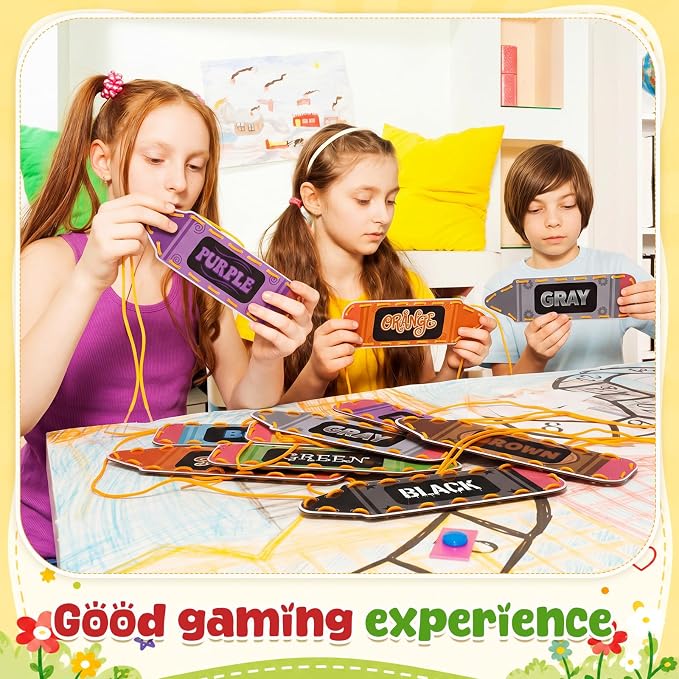 Funrous 10 Pieces Kids Recognition Lacing Cards,Color | Thick Cardboard Educational Sewing Cards, Double Sided Lacing Playing Games, For Preschool Developing Imagination Supplies