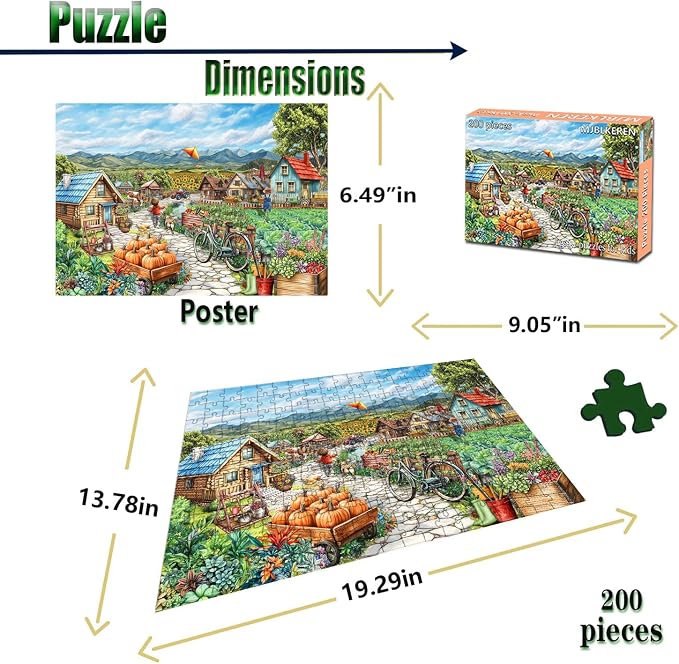200 Pieces Jigsaw Puzzles for Kids and Adults-Rural Farm Series | Puzzles for Kids Ages 6-8 8-10 Year Old, Learning Educational Toys for Boys and Girls Ages Puzzle for Kids Teens Seniors