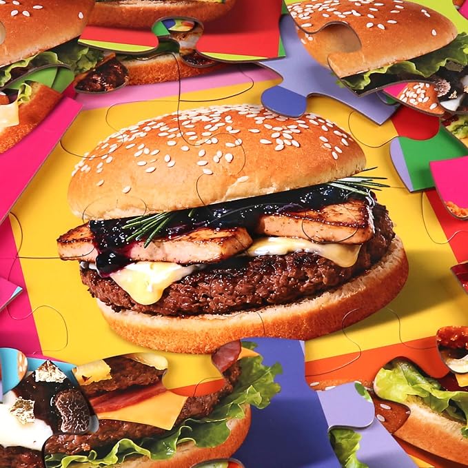 Jumbo Floor Puzzle for Kids,48 Piece Hamburger Jigsaw Puzzle Ages 3-8 | Food-themed Learning Puzzle with Colorful Hamburger,Extra-thick Cardboard,35x24 in Completed,Preschool Gift for Boys and Girl