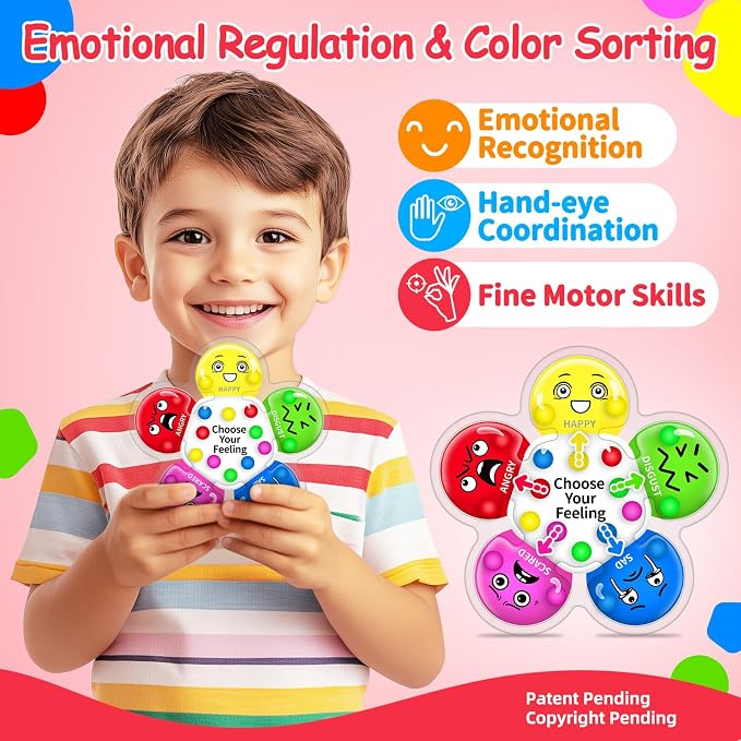 Color Sorting Sensory Toys for Kids with Autism, Autistic 5-7 | Travel Gifts for Kids, Social Emotional Learning Activities, Fine Motor Skills, Calming Fidget Toys, Feelings Wheel, Ages 3+