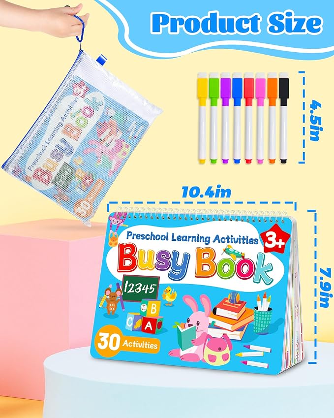 Walenced Busy Book for Toddlers 3 4 5 Year, Preschool Learning Activities | Coloring Activity Books for Kids Ages 3-5, Montessori Autism Sensory Travel Educational Toys, Gifts for 3 and Up Boy Girl