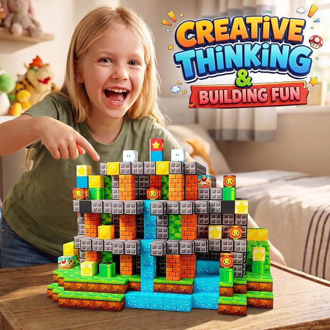Magnetic Building Blocks STEM Toy Magnet Cubes for Kids 4-12 | Magnetic Cubes, 0.8 inches Building Blocks, Christmas Birthday Gifts for Kids Boys Girls Fantasy Woodland Habitat-200pcs