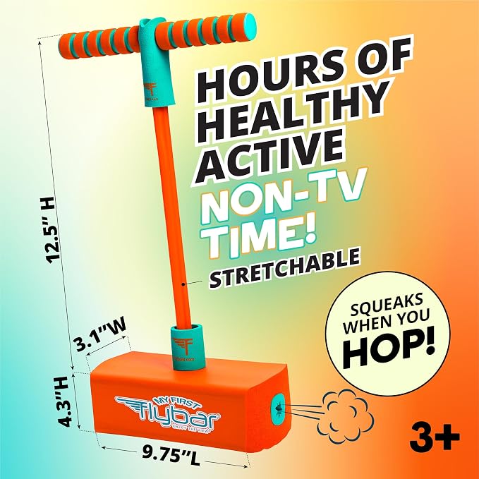 Flybar My First Foam Pogo Jumper for Kids Fun and Safe Pogo Stick for Toddlers, Durable Foam and Bungee Jumper for Ages 3 and up, Supports up to 250lbs (Orange)