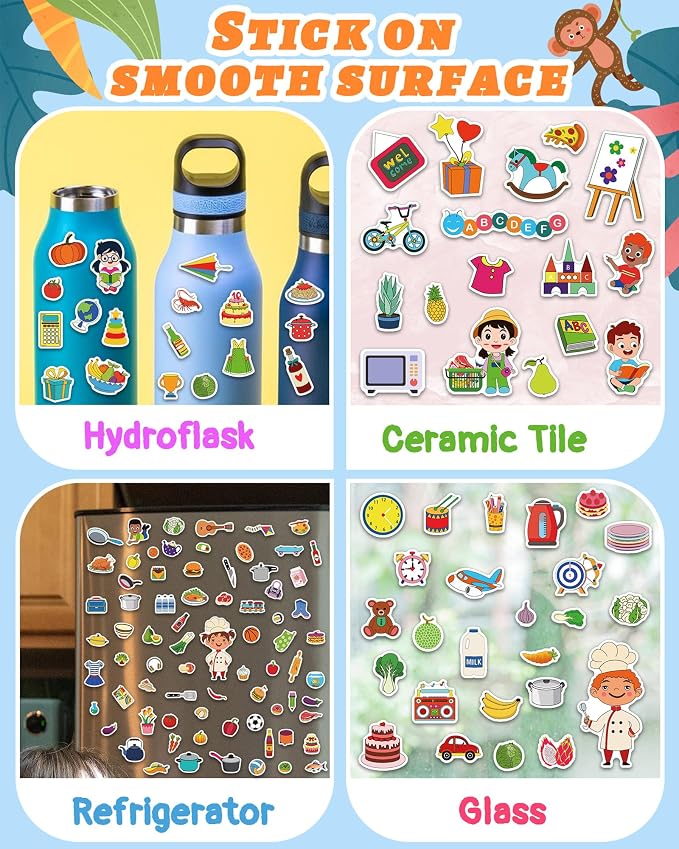 Benresive Reusable Sticker Book for Toddlers, Stickers for Kids, Travel Toy | Toddler Toys, Boys Girls Birthday Gifts, Airplane & Road Trip Essentials Kids, No Mess Waterproof Toddler Crafts Activities