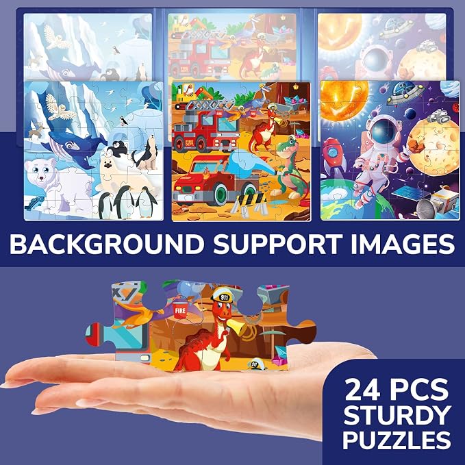 QUOKKA Travel Magnetic Puzzles for Toddlers 1-3 – 20+Pcs Animals Game with Extra-Long Play Book – Fun Travel Jigsaw Game Toy for Kids Ages 3-5 – Strong Magnets for Car Activities