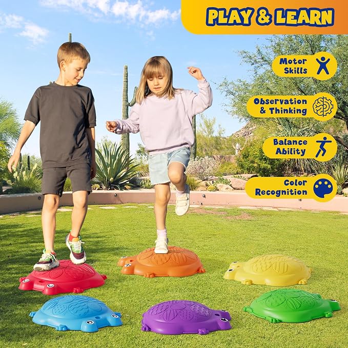 Stepping Stones for Kids, 8PCS Non-Slip Balance Steps Stones | Obstacle Courses Sensory Balance Toys, Coordination Game for Boys Girls Indoor Outdoor Play Ages 3-5