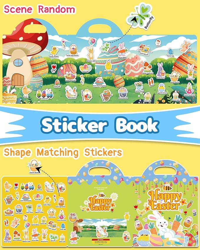 Benresive Reusable Sticker Book for Toddlers, Travel Stickers for Kids | Toddler Travel Activities Toys, Birthday Gifts for Boys & Girls, Airplane Travel & Road Trip Essentials Kids