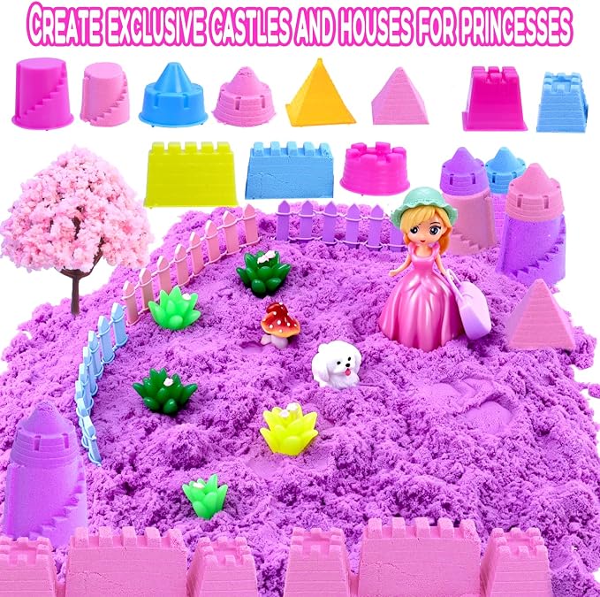 Princess Castle Sensory Bin for Toddlers 3-5 Year Old - 57 PCS Sand Play Set with Lid, Portable Sandbox, Montessori Sensory Toys, Calm Down Gift for Girls Age 3 4 5 6 7 8