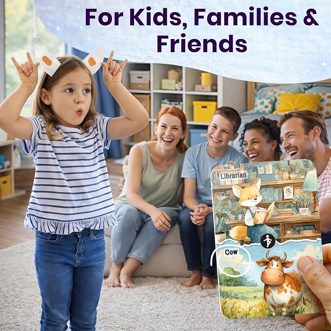 Quokka Charades Game for Kids Ages 4–8 and Family - Educational Card Game | 200 Act and Guess Active Tasks with Extra Twists - Fun Party Card Game for Childrens Ages 8-12 at Home, Classroom or Camping