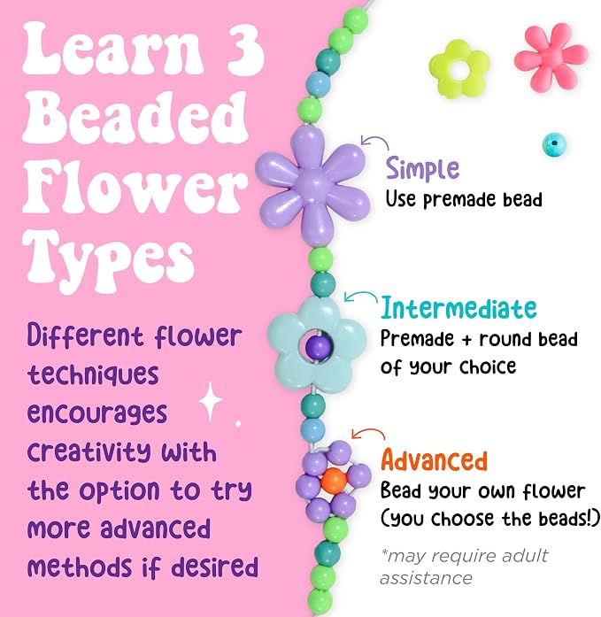 Creativity for Kids Beaded Flower Bracelet Kit, Make 5 (Ages 6+)