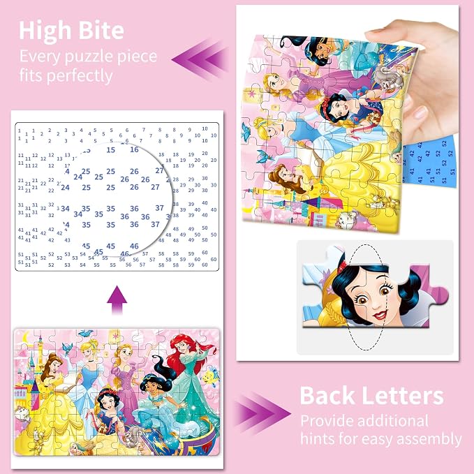 Kids Puzzle Ages 3-8, 60 Piece Jigsaw Puzzles in Metal Box, Educational Learning Toys for Boys and Girls, Premium Puzzle Games