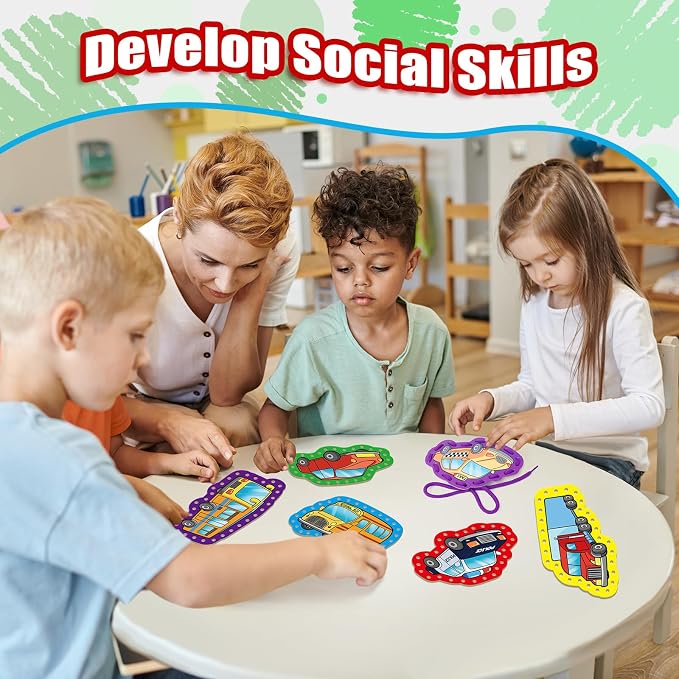 Lacing Cards,Sewing Kit for Kids,Fine Motor Toys,Classroom Must Haves | Shoe Tying Practice, Manipulatives for Preschoolers,Homeschool Supplies,Preschool Learning Activities,Toddler Crafts