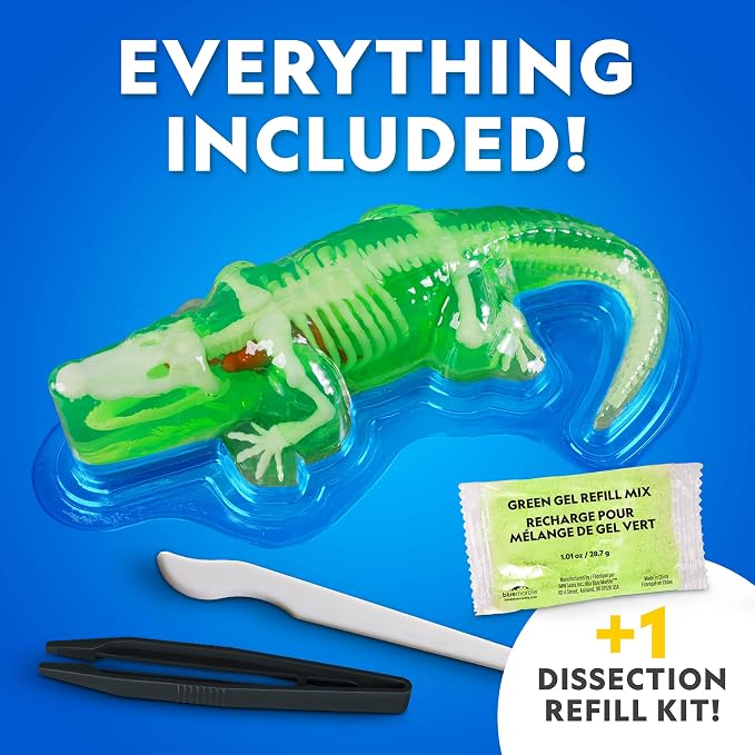National Geographic Glow in the Dark Crocodile Dissection Lab Kit for Kids | 16 Bones and 6 Organs, Synthetic Crocodile, Refill Pack, Kid-Friendly Dissection Tools, Anatomy Learning, Birthday Gift