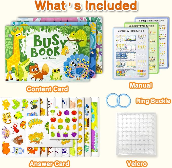 3 Pack Busy Books for Toddlers, Montessori Quiet Book, Preschool Learning Activities Educational Workbook, Sorting Matching Sticker Fixing, Gifts for Kids Age 3+ (Animal, Ocean, Dinosaur)