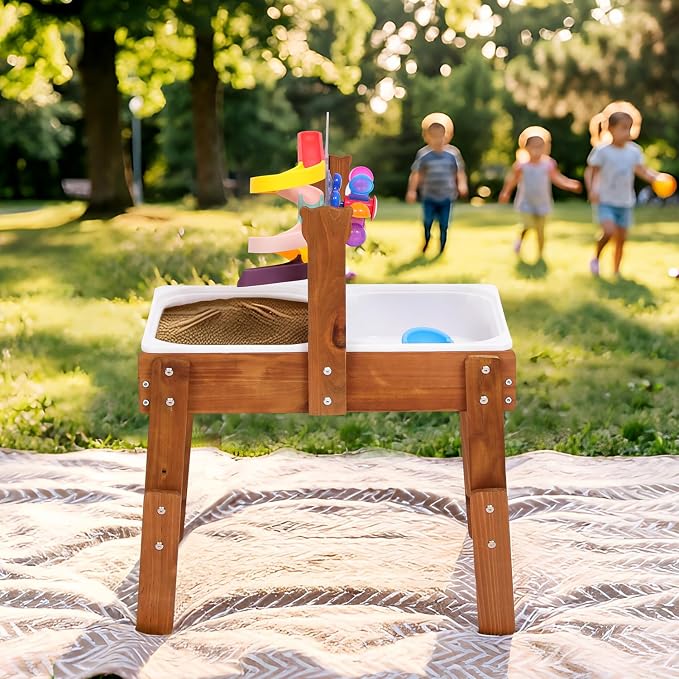 PHOKID Sand and Water Table for Toddlers,Wooden Sensory Play Activity Table,2 Sensory Bins, Acrylic Board & Water Track Toys,Montessori Kids Tables Learning Toy for Age 3+,Orignal Cedar Wood
