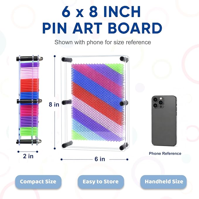 MICKYU Rainbow Sensory Fidget Desk Toy, 6 x 8 Inch | 3d pin art sensory toys for kids with autism, stress relief toy, novelty gift for girls