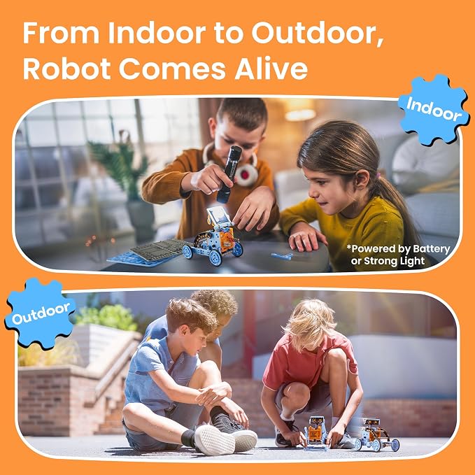 Sillbird Solar Building Robot Kit 12-in-1 STEM Gift for Boys Ages 8-13 | Sun or Battery Powered, DIY Educational Birthday Presents, Buildable Learning Set, Science Toys for Kids, 196 Pieces