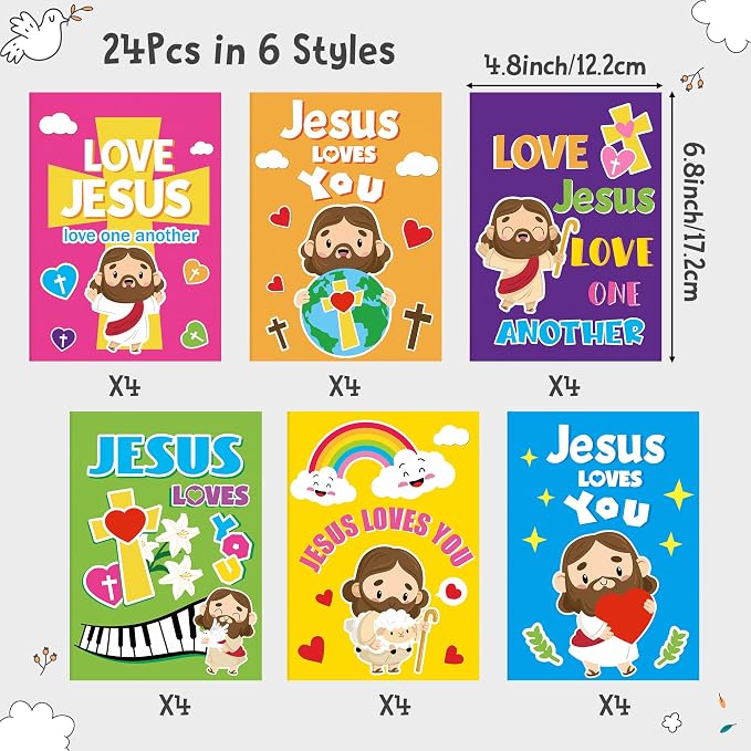24Pcs Jesus Loves You Coloring Books Religious DIY Color-in Pages | Bible Drawing Booklet Bulk, Christian Artwork, Holiday Activity, Sunday School Supplies, Classroom Rewards, Gift, for Kids