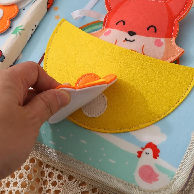 GOODMOM Busy Book for Toddlers Age 1-3 - Interactive Quiet Felt Activity Book, Travel Toys for Kids,Learning Toys, Fine Motor Skills, Color Shape Recognition,