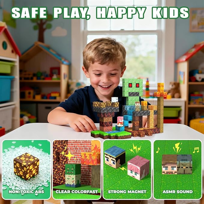 Magnetic Blocks, 100PCS Toys Building Cubes Gifts for Kids Ages 3+ | Magnetic Cubes, 0.8 inches Building Blocks, STEM Construction Toys Christmas Birthday Party Gifts for Kids Boys Girls