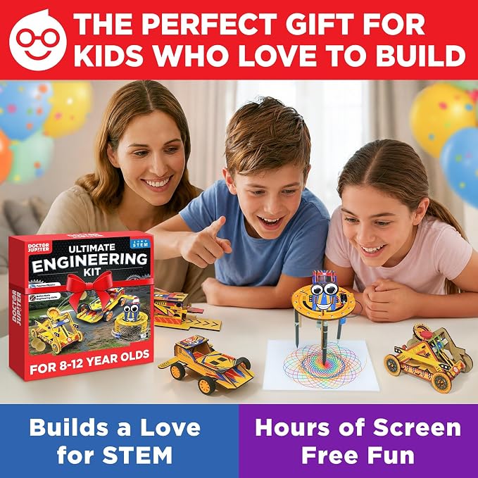 Doctor Jupiter Ultimate Engineering Kit for Kids Ages 8-13, Birthday Gifts | Gift Ideas for Boys & Girls Ages 7,8,9,10,11,12, STEM Toy for Ages 8-13, Science Kits for Kids