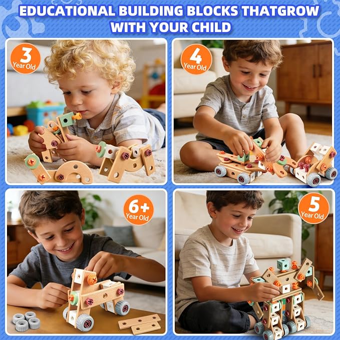 VEAIS Kids Tool Set with Drill, 148Pcs Tool Set with Toolbox,STEM Montessori Toys for 3-5Year Old, Educational Construction Toy, Pretend Play Toys for 3 4 5 6 Year Old Boys, Birthday Gift for Kids
