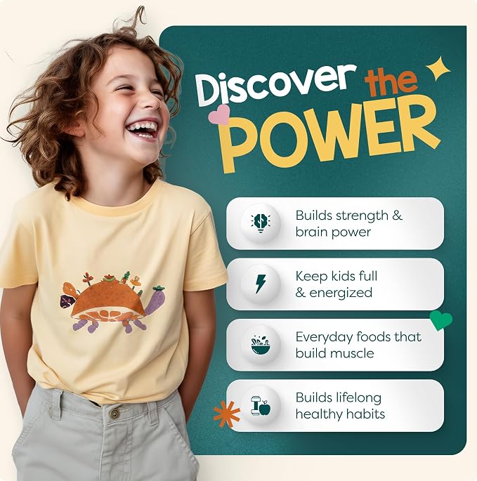 Baketivity Powerful Proteins Kids Nutrition Kit STEM Birthday Gift for Kids | Includes Recipes, Activity Booklet, and Protein-Themed Challenges an Educational Food Learning Kit for Homeschool Activities
